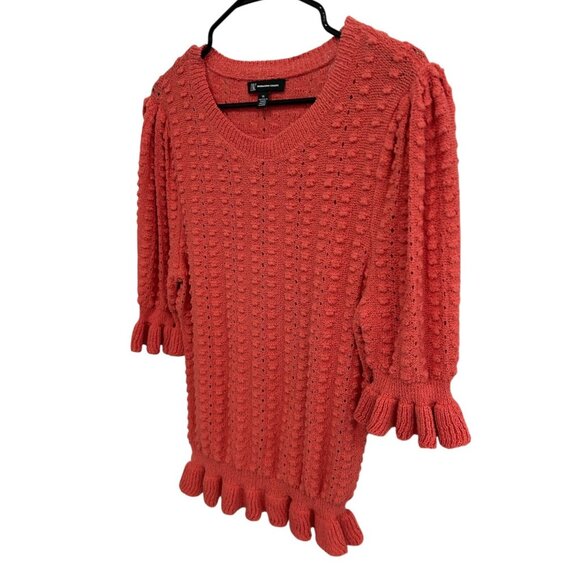 INC International Concepts Coral Knit Sweater Textured Design Ruffled Hem Sz XL - Picture 3 of 10